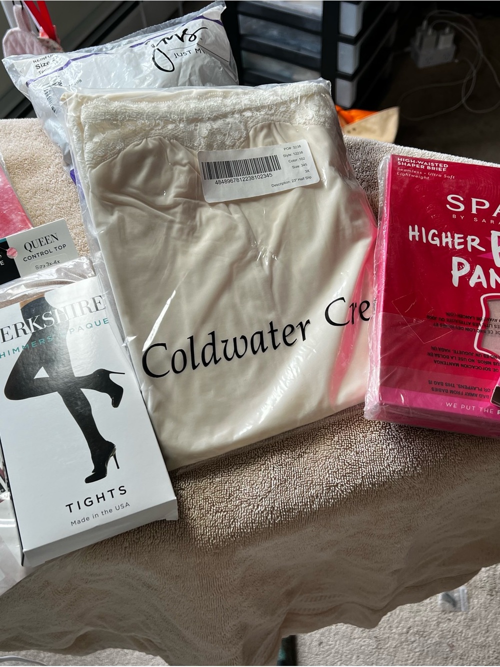 Coldwater Creek Cream Lace-Trim Hosiery, half slip, thigh highs and tights.